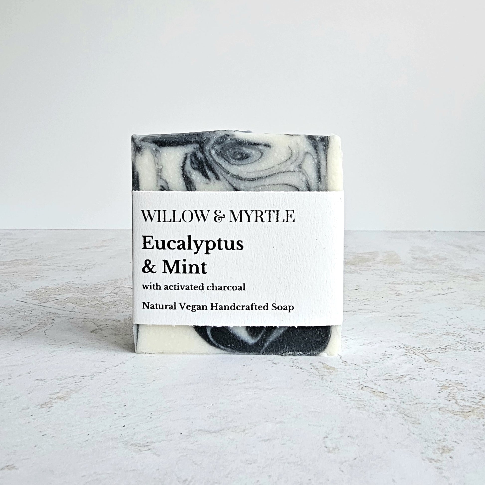 activated charcoal soap, natural vegan handmade, eucalyptus and mint essential oils