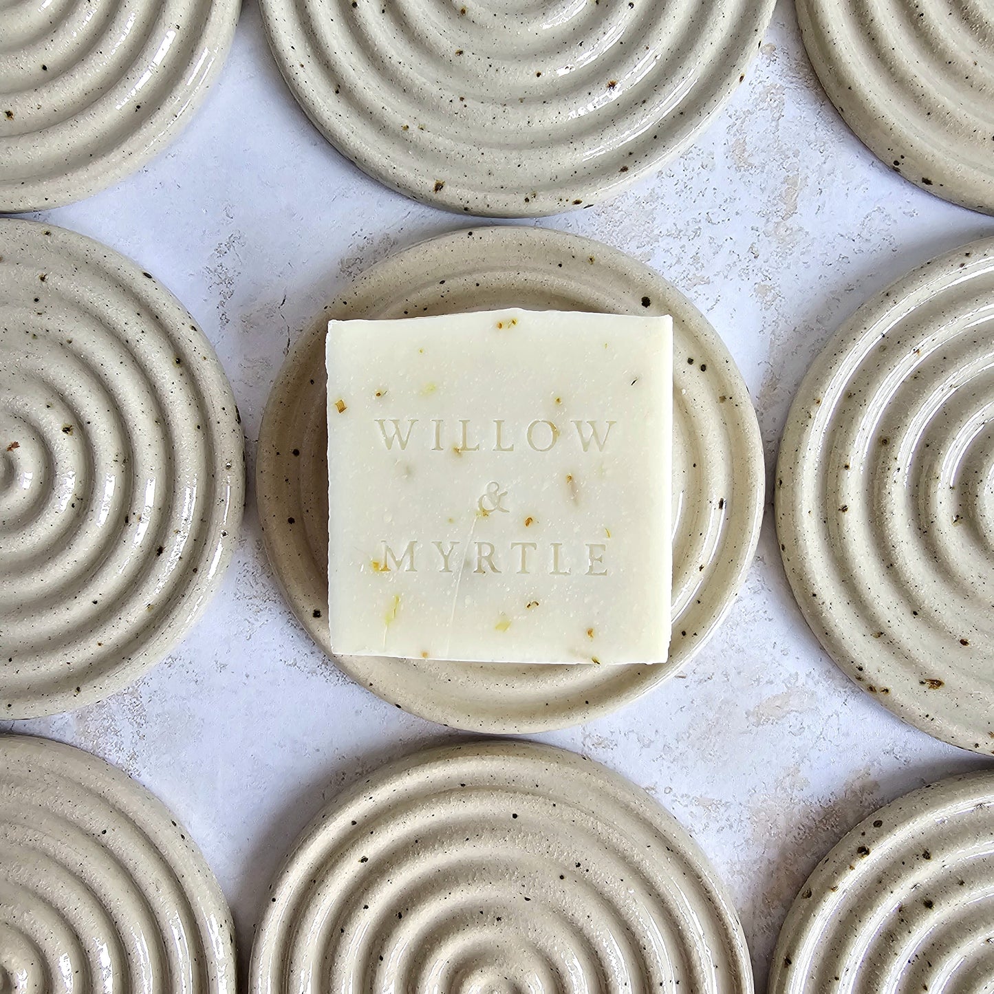 eleanor torbati soap dish, with groves for water drainage, round soap dish, stoneware