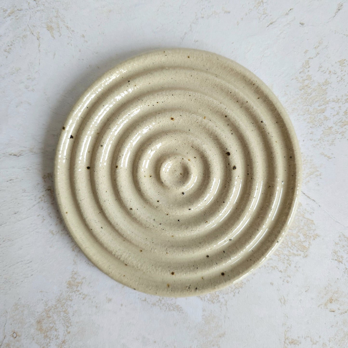 round soap dish. handmade ceramic soap dish, speckled clay