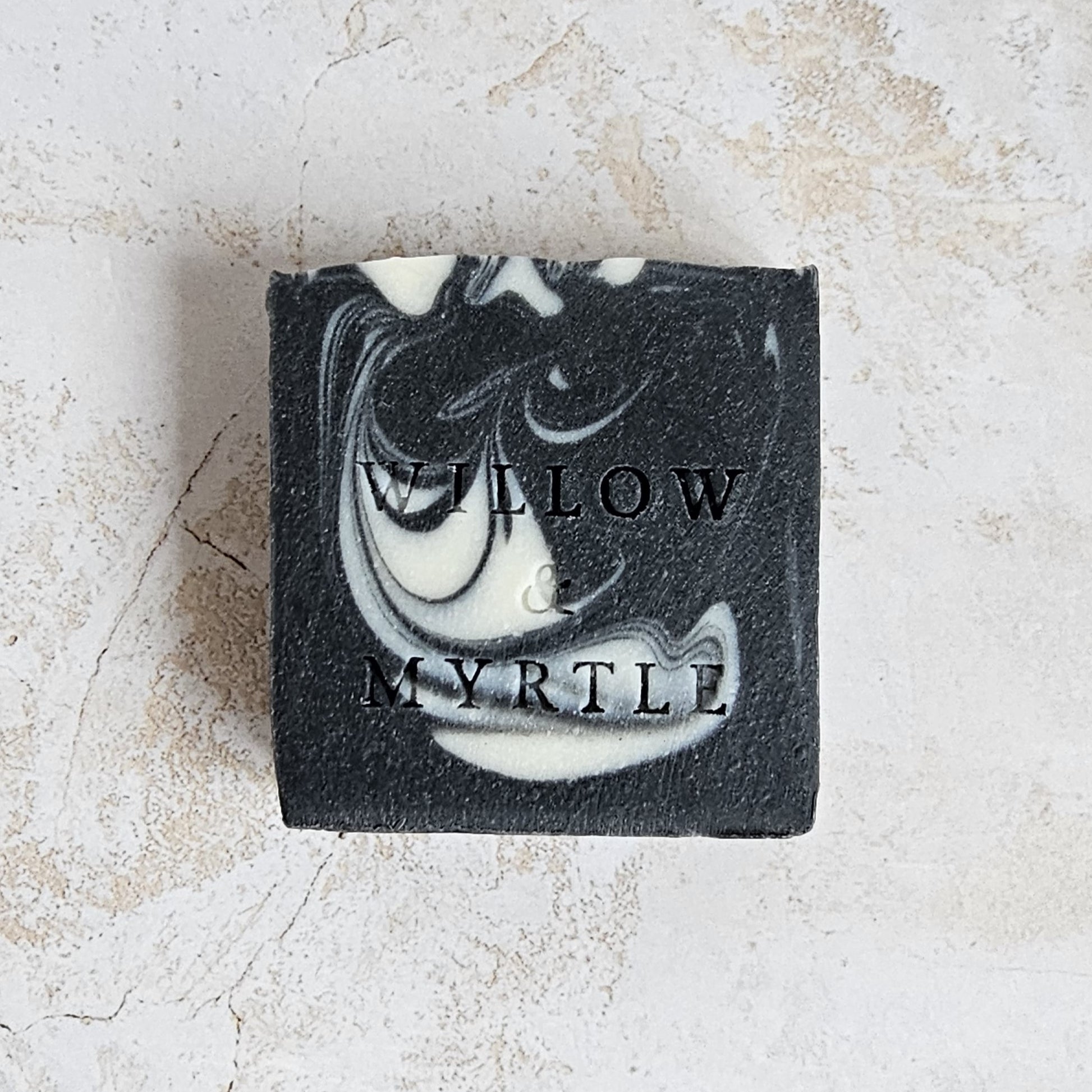 square soap, black soap with white swirl