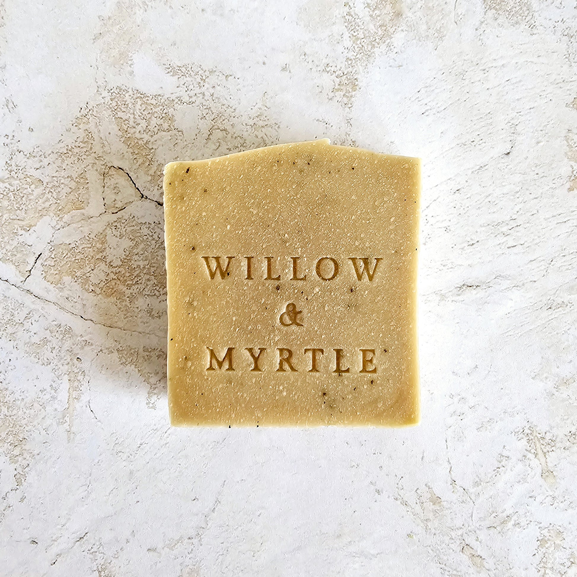 black tea soap with specs of tea leaves