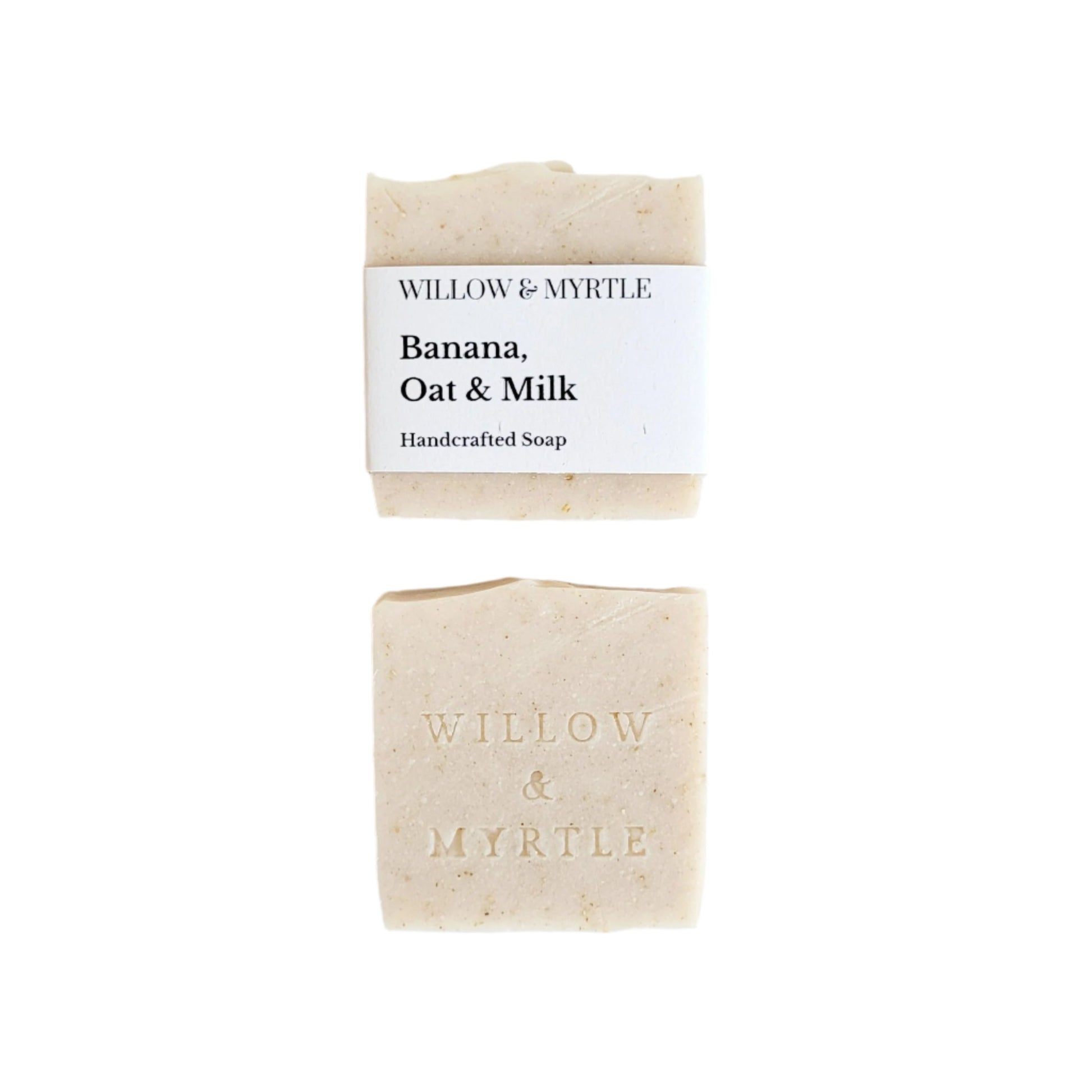 Banana oat and coconut milk soap bar. Unfragranced soap bar ideal for sensitive skin. It is rich, creamy and skin nourishing. Made using the traditional cold process soap making method, it is handmade, vegan and all natural.