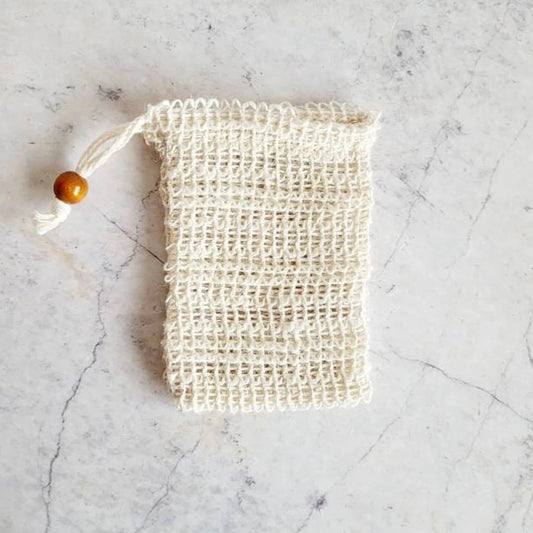 Exfoliating soap bag. Soap saver bag. Soap Pouch Soap. Made with sisal a natural fibre. Use it to store your favourite soap bar and exfoliate at the same time. Use the handy drawstring to hang your bag to naturally dry.